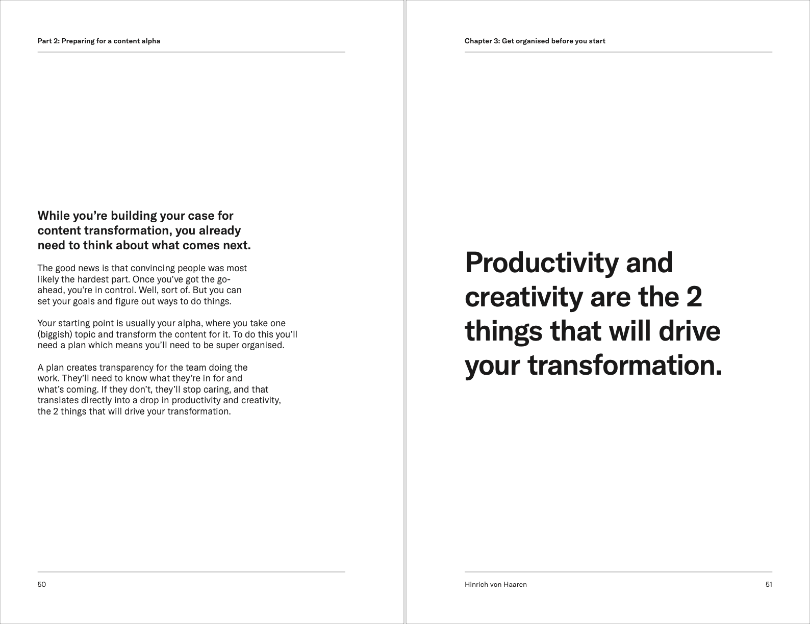 A photo of a page from Content transformation by Hinrich von Haaren