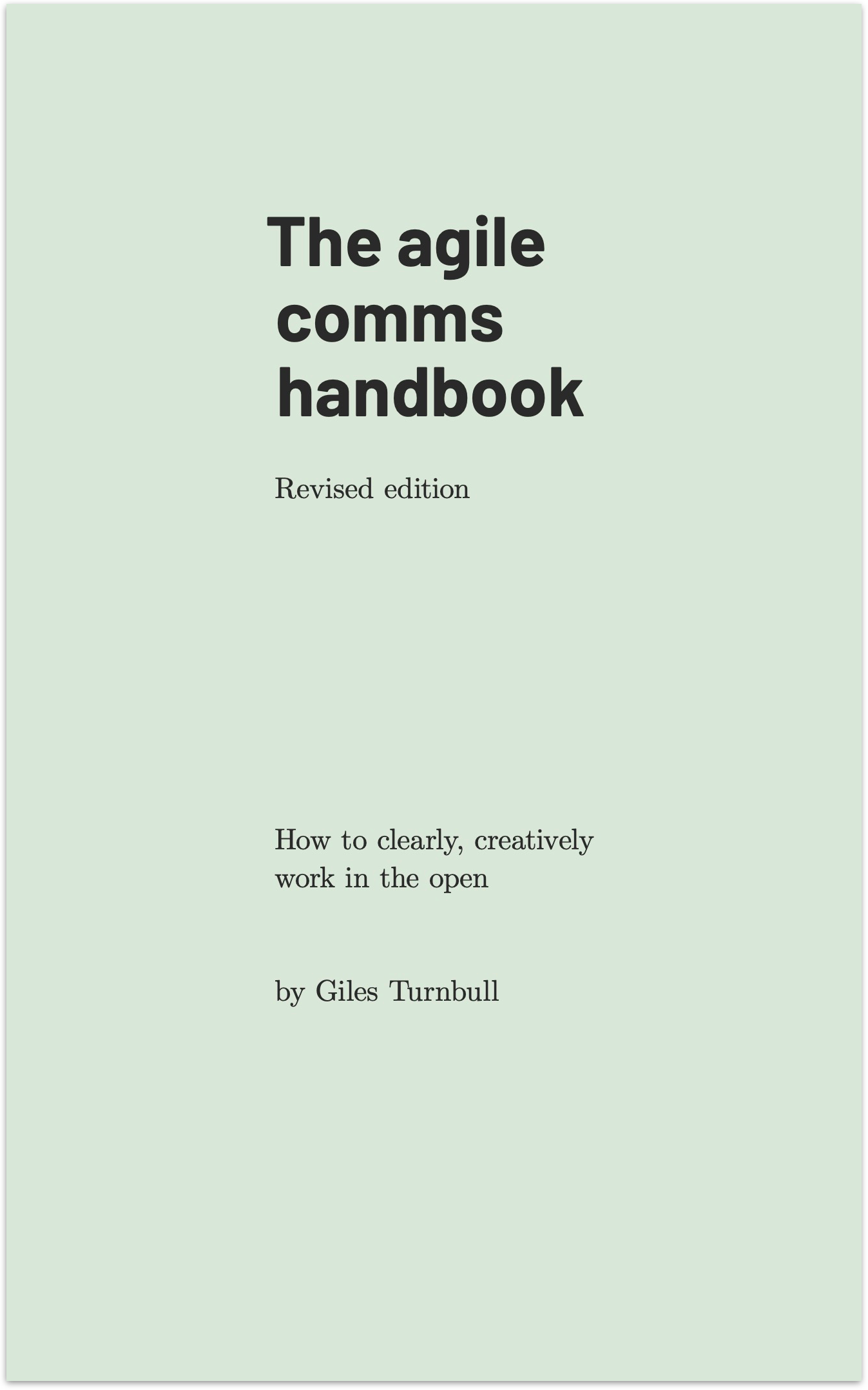 A photo of the front cover of the agile comms handbook by Giles Turnbull